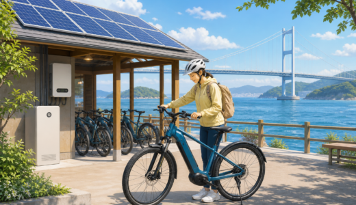 今治市のレンタサイクル拠点に太陽光と蓄電池へ　しまなみE-bikeを再エネで走らせる計画